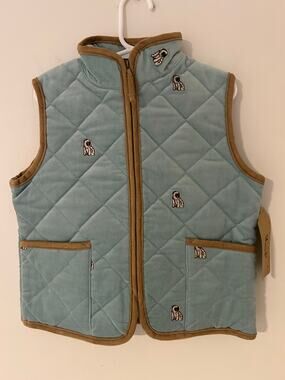 NWT K.C. Parker 6X / 7 Shar Pei Dog Vest Corduroy Light Blue Quilted Girls